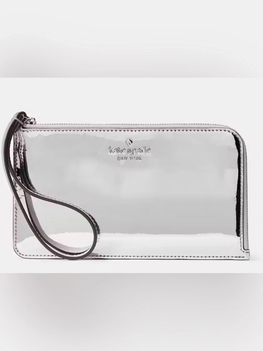 Kate Spade Lucy Mirror Metallic Medium L-Zip Wristlet